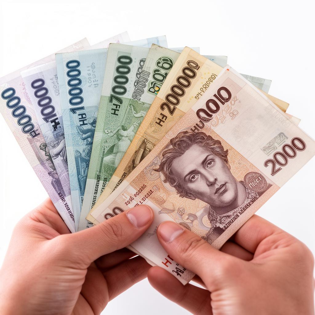 Magyar forint bankjegyek legyezőben tartva